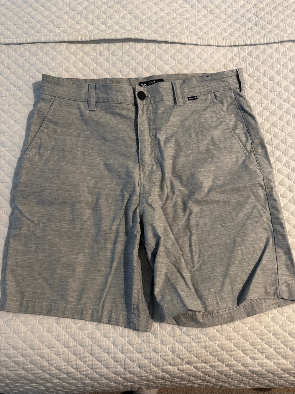 Hurley Light Gray Flat-Front Men's Shorts